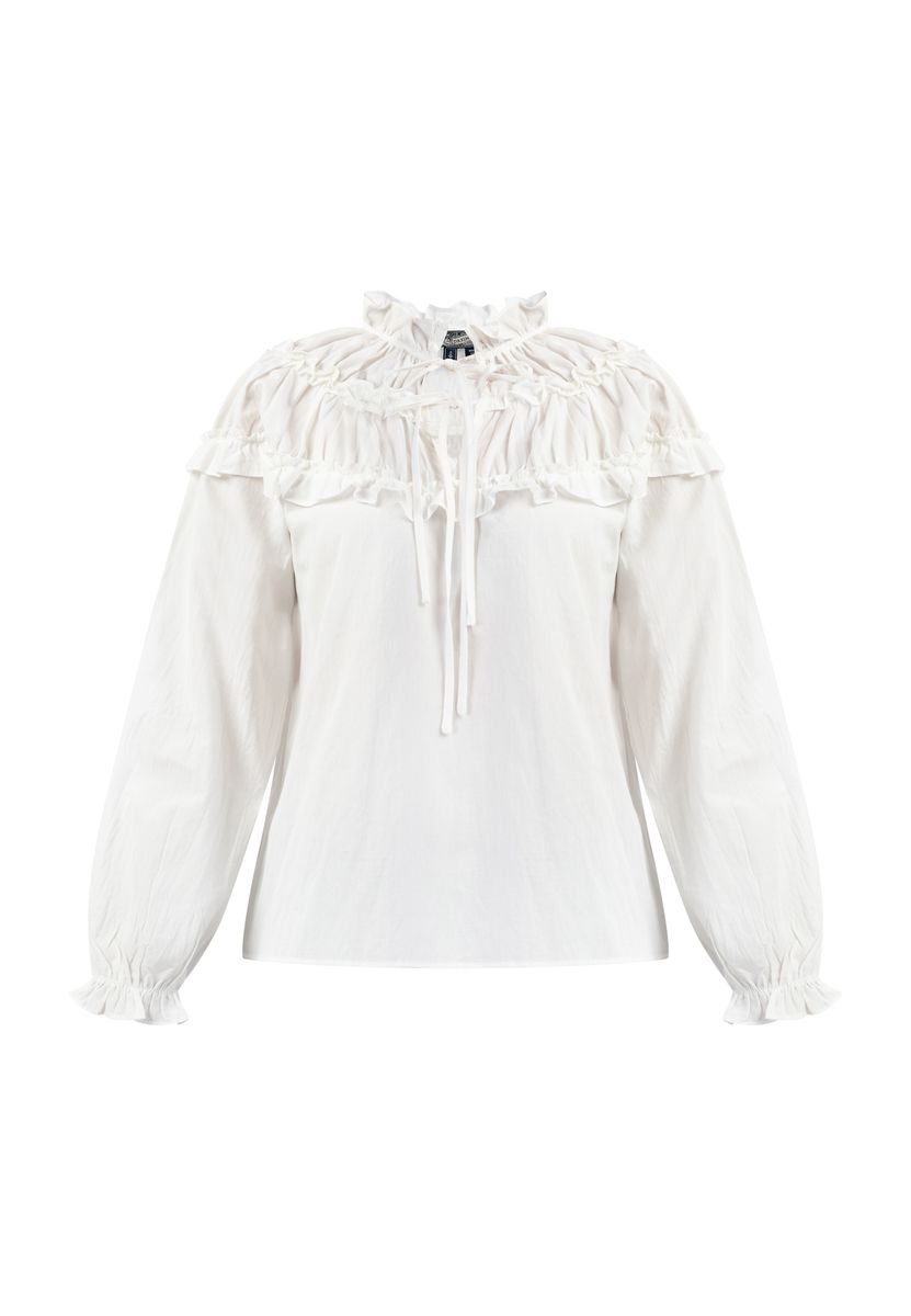 Romantische Rüschenbluse mit Puffärmeln