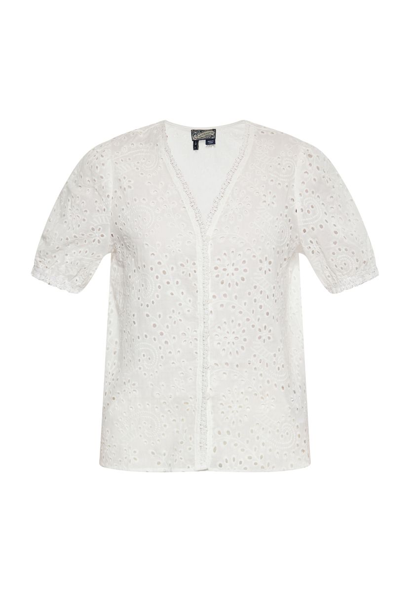 Romantische Bluse mit Lochstickerei
