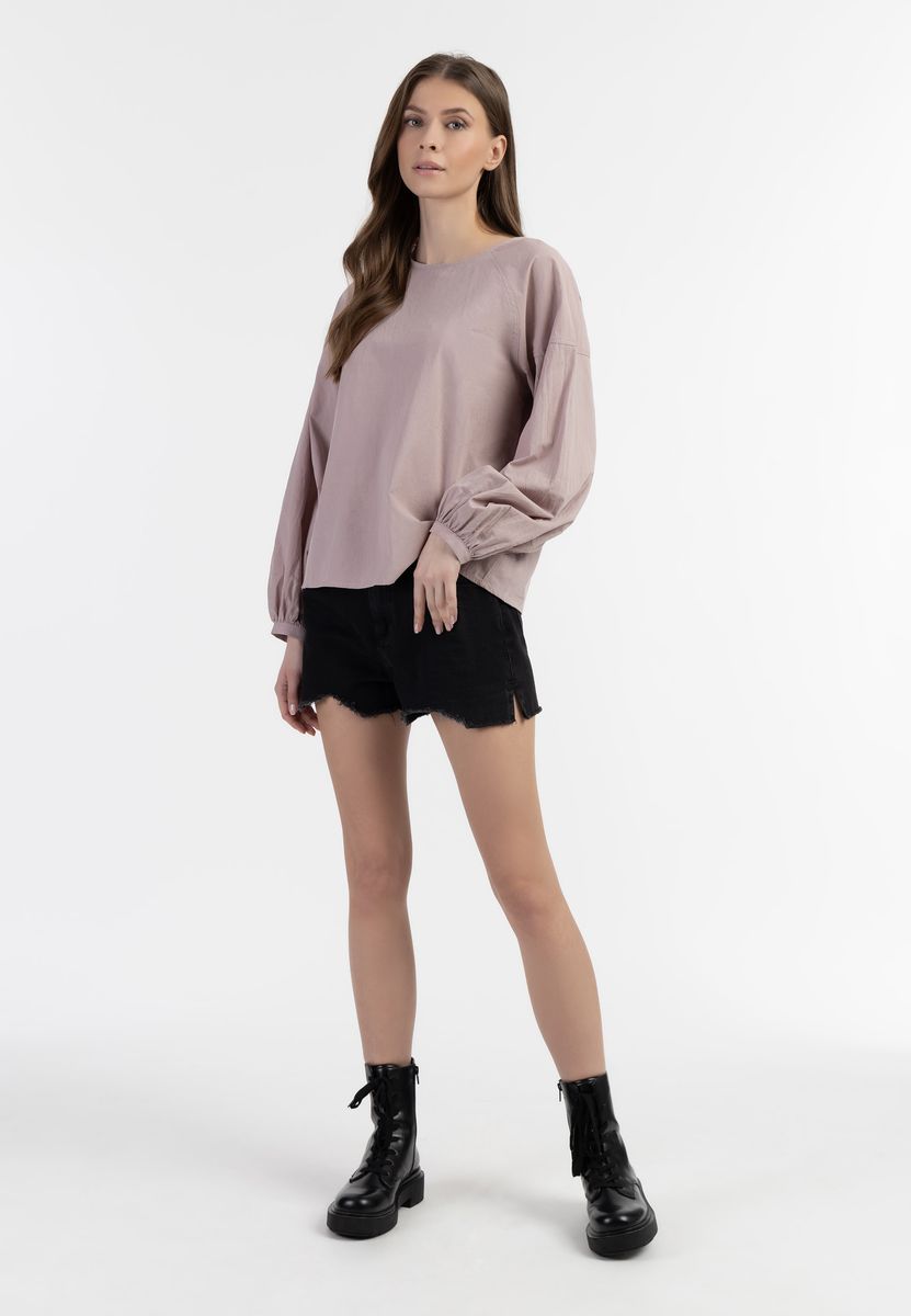 Lockere Baumwollbluse mit Raglanärmeln