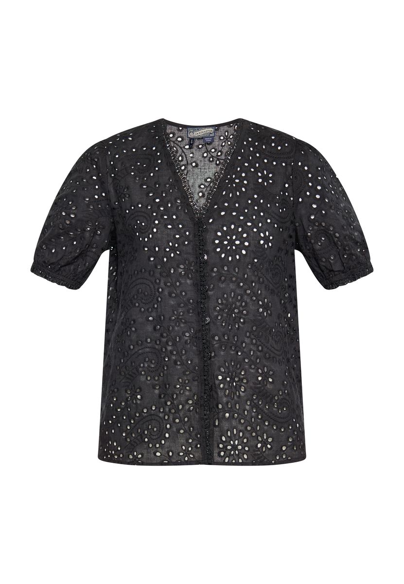 Lochstickerei-Bluse mit Puffärmeln