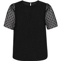 Dobby-Punkt Bluse mit Puffärmeln