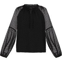 Dobby-Punkt Bluse mit Laternenärmeln