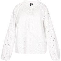 Bluse mit Lochstickerei und Laternenärmeln