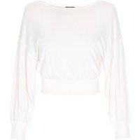 Cropped-Bluse mit U-Boot-Ausschnitt