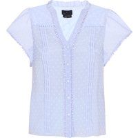 Plissierte Bluse mit Dobby-Punktmuster