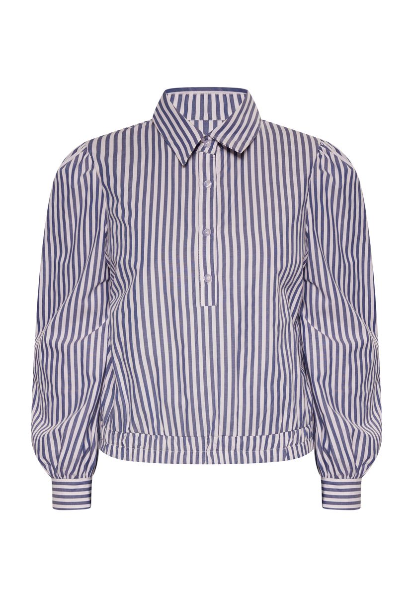 Gestreifte Puffärmel-Bluse mit Gummizug-Saum