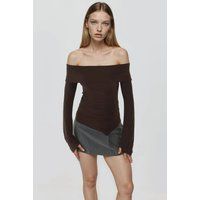 Asymmetrisches Off-Shoulder Langarm-Oberteil