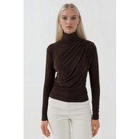 Drapiertes hochgeschlossenes Strickoberteil