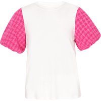 Bluse mit Hahnentritt-Puffärmeln
