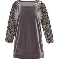 Samtbluse mit Ärmeln in Leopardenoptik