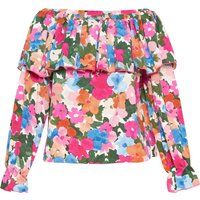 Schulterfreies Oberteil mit Blumenmuster