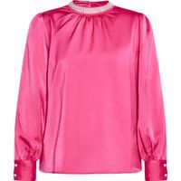 Satinbluse mit verziertem Stehkragen