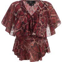 Volant-Schößchenbluse mit Schlangenprint