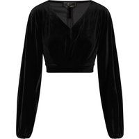 Elegante Samtbluse mit V-Ausschnitt