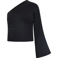 Gerippte asymmetrische One-Shoulder-Bluse