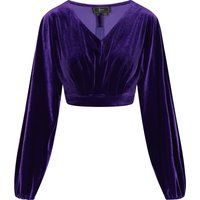 Elegante Samt-Bluse mit V-Ausschnitt