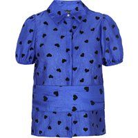 Bluse mit Herzprint und Puffärmeln
