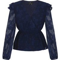 Florale Jacquard-Schößchenbluse in Wickeloptik