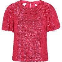 Schimmernde Pailletten-Bluse mit Puffärmeln