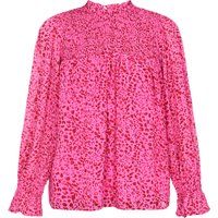 Bluse mit Animal-Print und Smokeinsatz