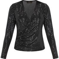 Glitzernde Wickelbluse mit Pailletten