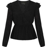 Romantische Jacquard-Bluse mit V-Ausschnitt
