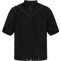 Bluse mit Lochstickerei und Puffärmeln