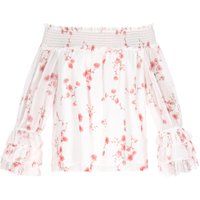 Florale schulterfreie Rüschenbluse