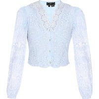 Bluse mit floraler Spitze und Puffärmeln