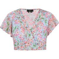 Kurze Wickelbluse mit Blumenprint