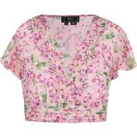 Kurze Bluse mit Blumenmuster und Falten