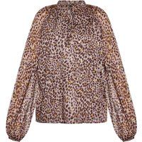 Leopardenprint-Chiffonbluse mit Rüschen