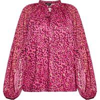 Chiffonbluse mit Leopardenmuster und Bindedetail