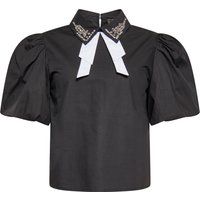 Bluse mit verziertem Kragen und Puffärmeln