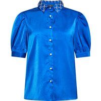 Satinbluse mit verziertem Kragen