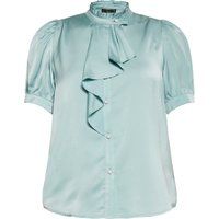 Satin-Bluse mit Jabot und Stehkragen