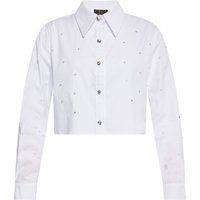 Kurze Popeline-Bluse mit Schmucksteinen