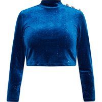 Glitzerndes Langarm-Crop-Top aus Samt