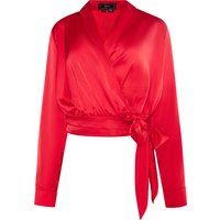 Elegante Satin-Wickelbluse mit Schleife