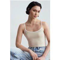 Geripptes Camisole-Top mit Kontrastpaspel