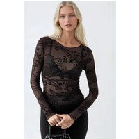 Paisley-Flockdruck Tüllbluse