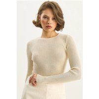 Paillettenbesetzte Rippstrick-Bluse