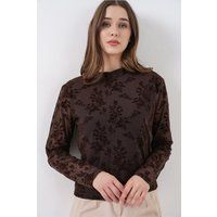 Bluse mit floralem Flockdruck