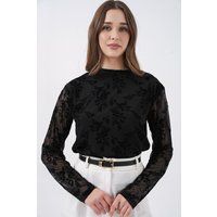 Strukturierte Bluse mit floralem Flockdruck