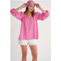 Musselin-Bluse mit Ballonärmeln