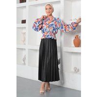 Gesmokte Schößchenbluse mit Tropenprint