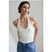 Geripptes Halter-Neck Top
