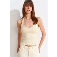 Geripptes Halterneck-Top aus Baumwolle