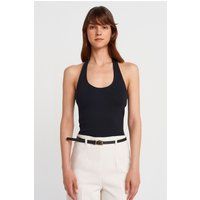 Geripptes Ärmelloses Halterneck-Top