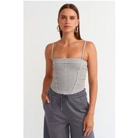 Geripptes Crop-Top im Korsett-Stil
